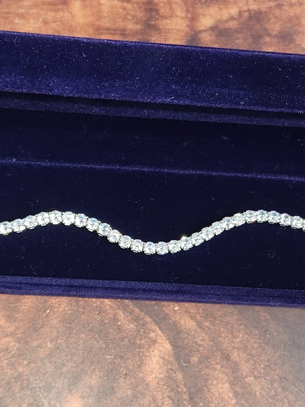 Tennis Bracelet Cubic Zirconia CZ white colorless silver tone 7"